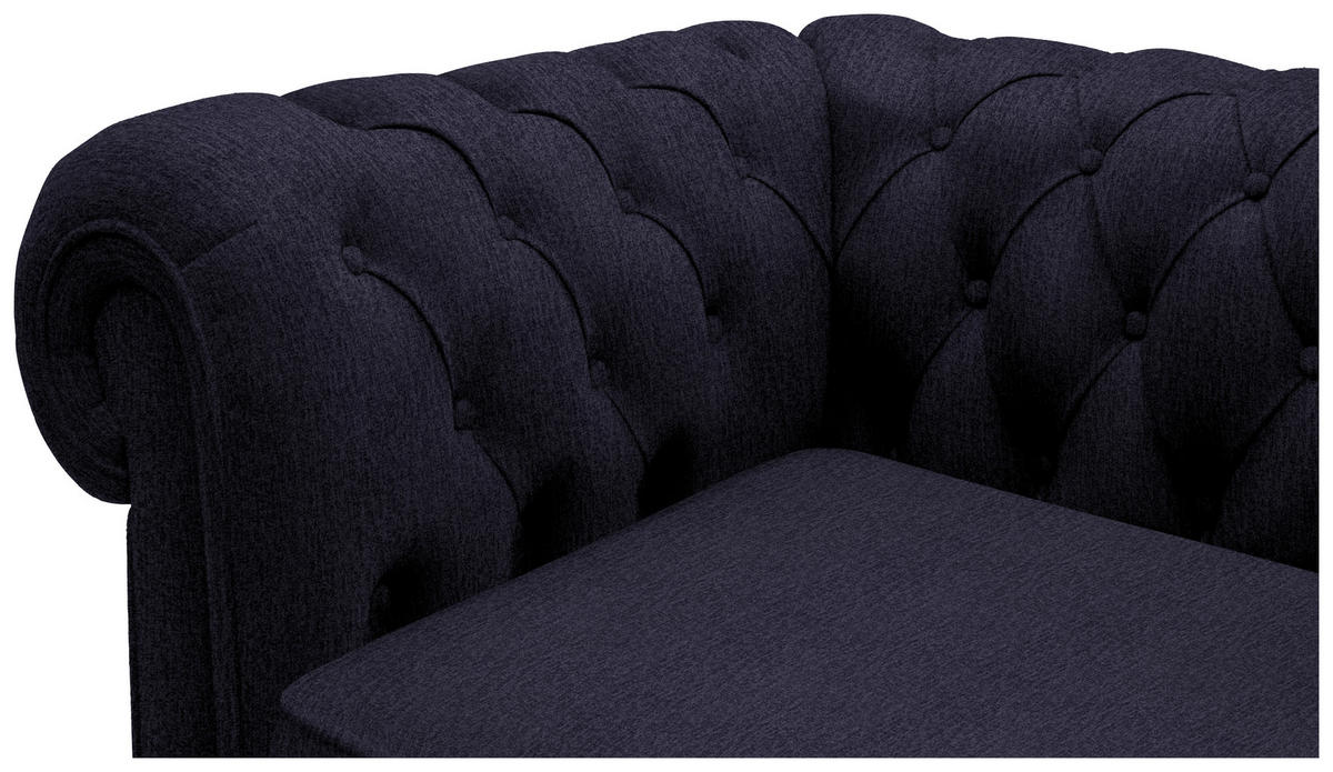 CHESTERFIELD-SOFA in Webstoff Schwarz  - Wengefarben/Schwarz, Lifestyle, Holz/Textil (206/76,5/96cm) - Landscape