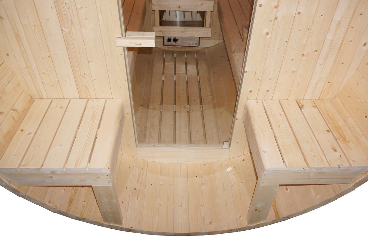 SAUNAFASS für 4 Personen Bergen  - Fichtefarben, KONVENTIONELL, Glas/Holz (194,8/220/191,5cm) - Sanotechnik