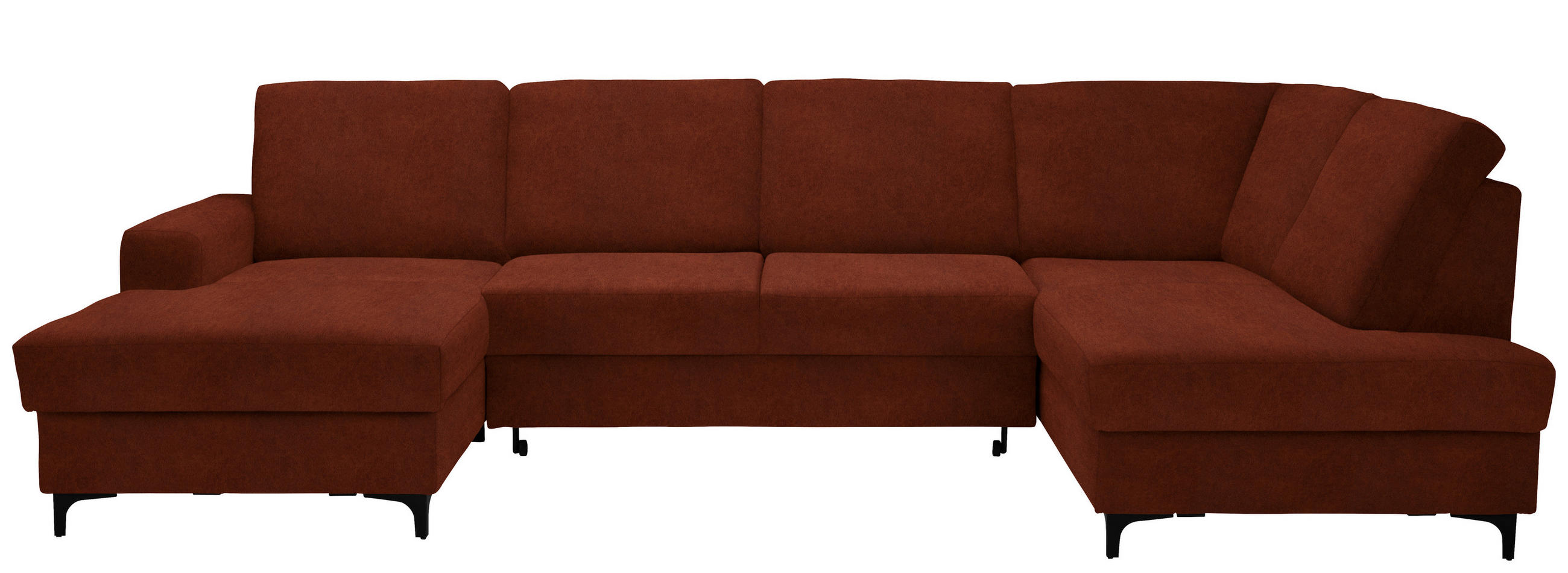 WOHNLANDSCHAFT Rostfarben Flachgewebe  - Rostfarben/Schwarz, KONVENTIONELL, Textil/Metall (167/317/185cm) - Stylife
