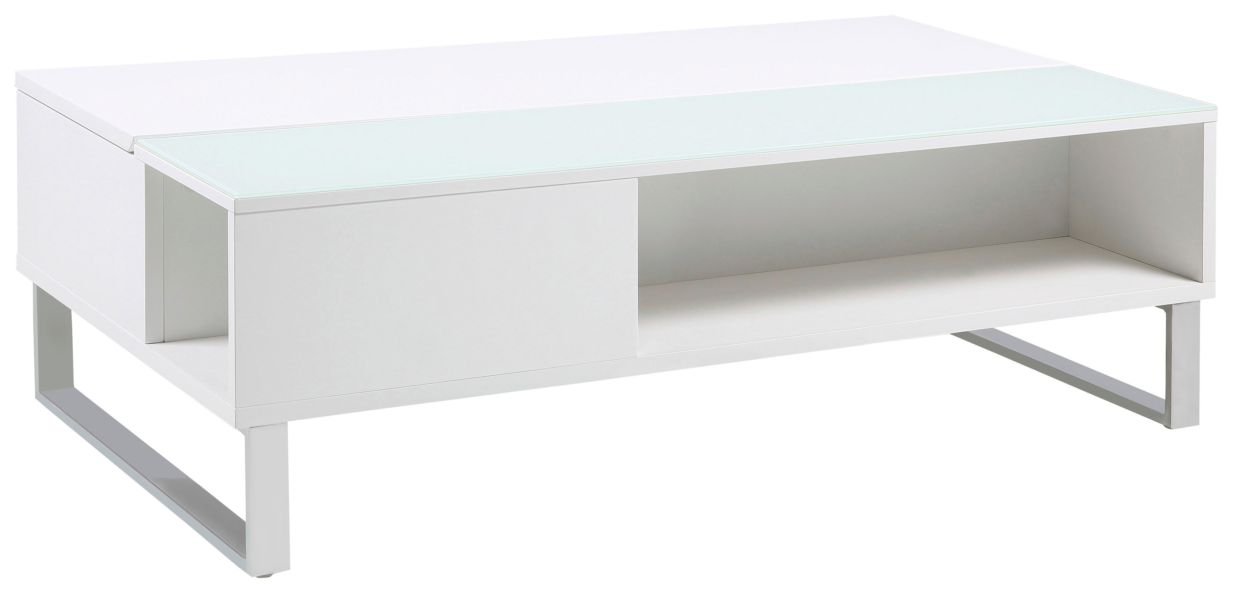 COUCHTISCH rechteckig Weiß, Alufarben  - Alufarben/Weiß, Design, Glas/Metall (110/60/35cm) - Livetastic
