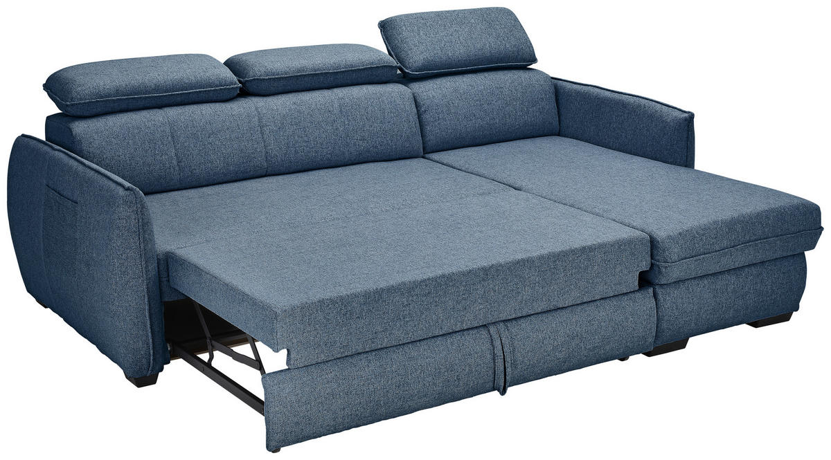 ECKSOFA in Flachgewebe Blau  - Blau/Schwarz, Modern, Kunststoff/Textil (182/237cm) - Carryhome
