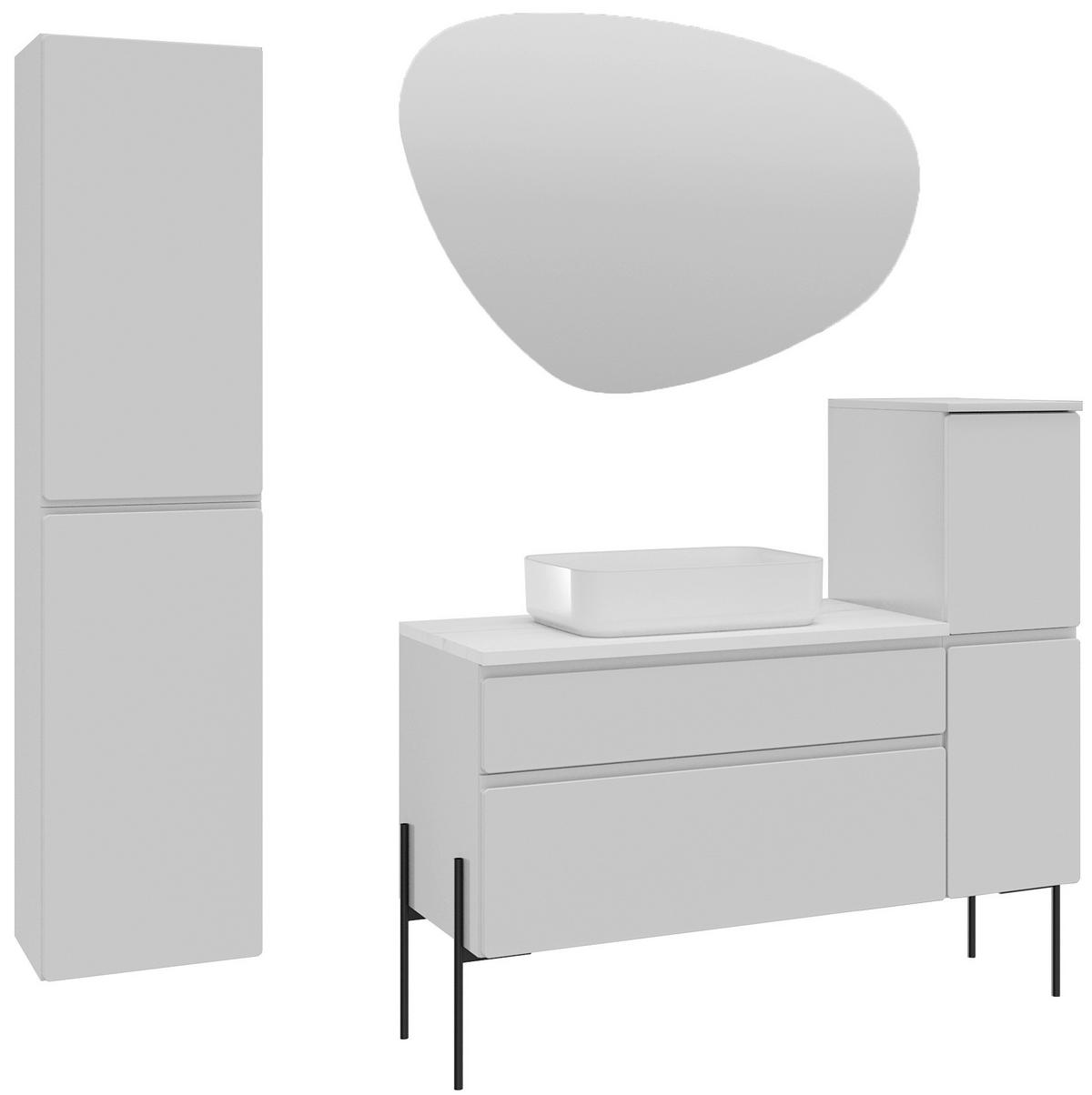 WASCHBECKENUNTERSCHRANK 90/55/47 cm  - Greige/Weiß, MODERN, Holzwerkstoff (90/55/47cm) - Welnova