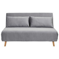 SCHLAFSOFA Samt Hellgrau  - Hellgrau/Naturfarben, Design, Holz/Textil (141/81/90cm) - Carryhome