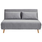 SCHLAFSOFA Samt Hellgrau  - Hellgrau/Naturfarben, Design, Holz/Textil (141/81/90cm) - Carryhome