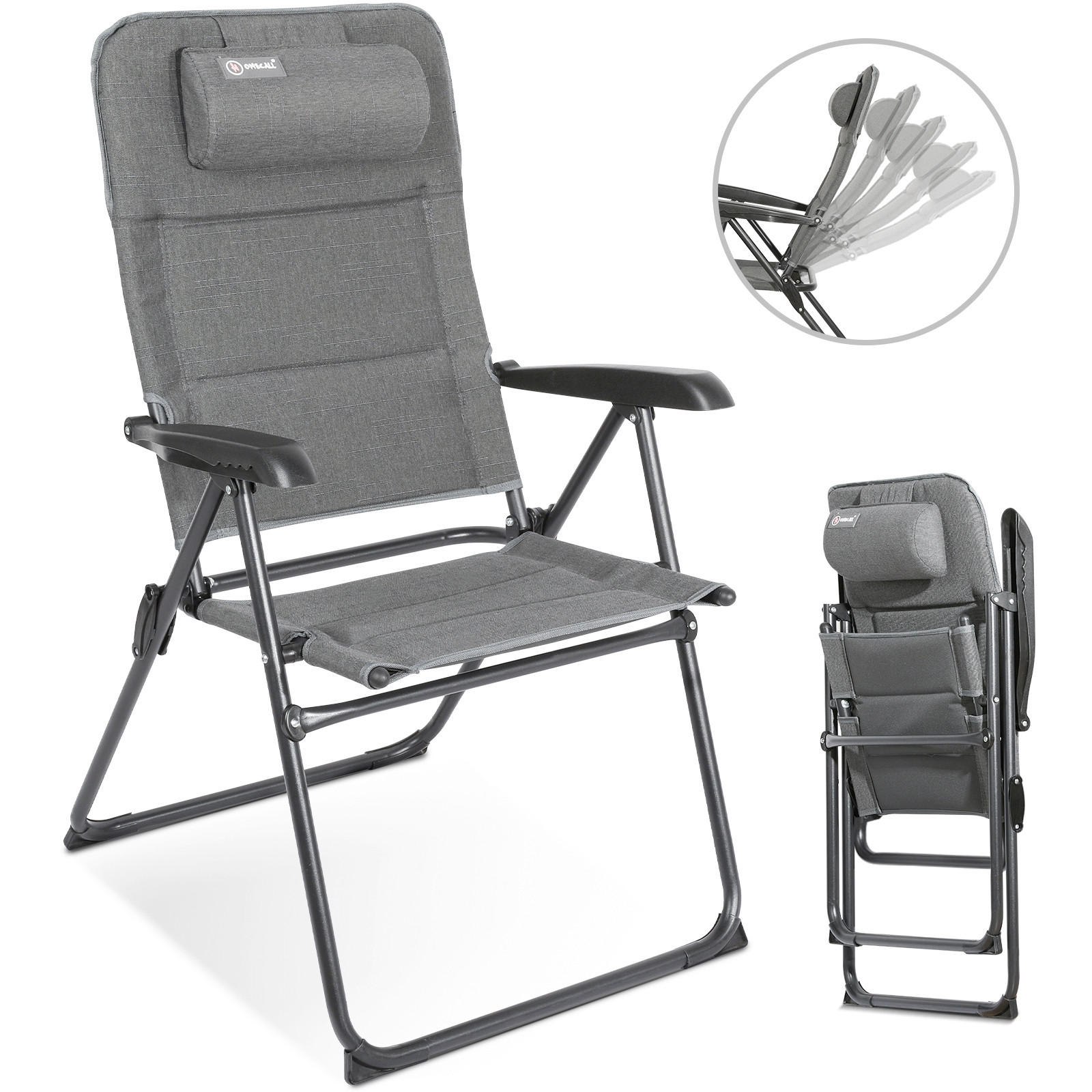 CAMPINGSESSEL in  - Schwarz/Grau, Basics, Textil/Metall (61/104/70cm) - Modante