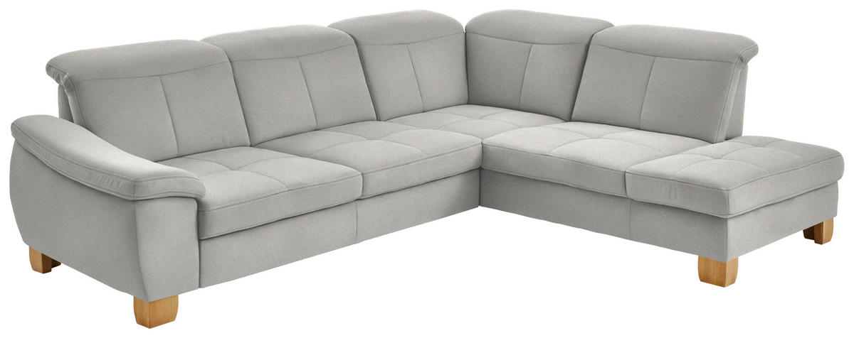 ECKSOFA in Flachgewebe Weiss  - Wildeiche/Weiss, Natur, Holz/Textil (301/243cm) - Voleo