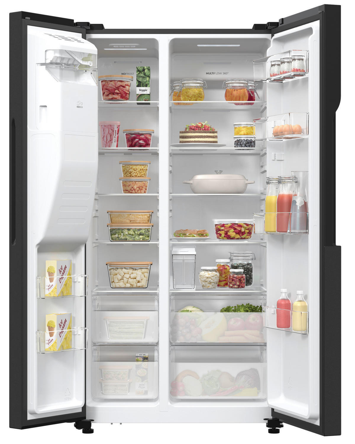 SIDE-BY-SIDE 91,5/178,6/69,8 cm NRR9185ESBXL  - Schwarz, Basics, Glas/Kunststoff (91,5/178,6/69,8cm) - Gorenje