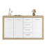 KOMMODE Eichefarben, Weiß - Eichefarben/Silberfarben, Design, Holz/Kunststoff (152/88/37cm) - Boxxx