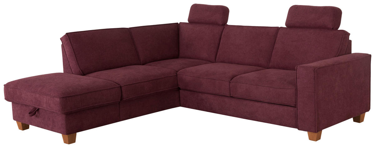 ECKSOFA in Flachgewebe Dunkelrot  - Eichefarben/Dunkelrot, Konventionell, Holz/Textil (213/236cm) - Sit & More