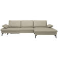 ECKSOFA in Echtleder Ecru  - Ecru/Schwarz, Design, Leder/Metall (325/157cm) - Dieter Knoll