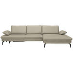 ECKSOFA in Echtleder Ecru  - Ecru/Schwarz, Design, Leder/Metall (325/157cm) - Dieter Knoll