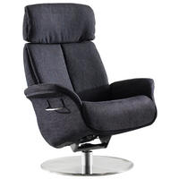 RELAXSESSEL Flachgewebe Relaxfunktion, Kopfteilverstellung    - Schwarz, Design, Textil/Metall (76/104-113/84cm) - Welnova