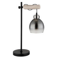 TISCHLEUCHTE 33/18/55 cm   - Schwarz/Naturfarben, Natur, Glas/Holz (33/18/55cm) - Globo