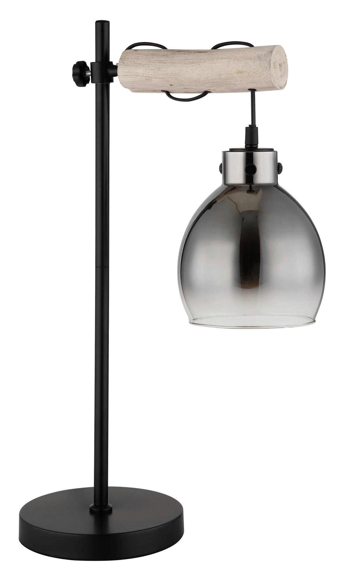 TISCHLEUCHTE 33/18/55 cm   - Schwarz/Naturfarben, Natur, Glas/Holz (33/18/55cm) - Globo