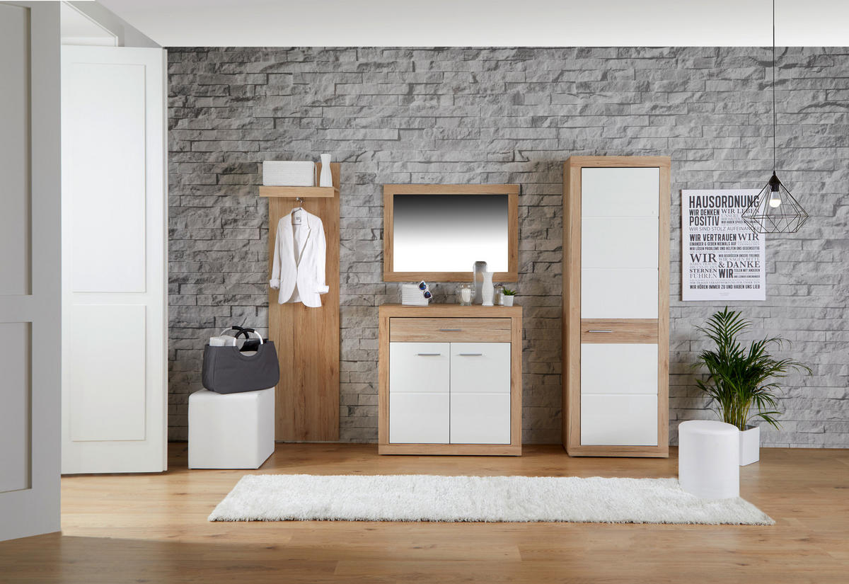 PREDSOBLJE  bijela, boje hrasta  - bijela/boje hrasta, Moderno, drvni materijal (130/197/36cm) - Modern Living