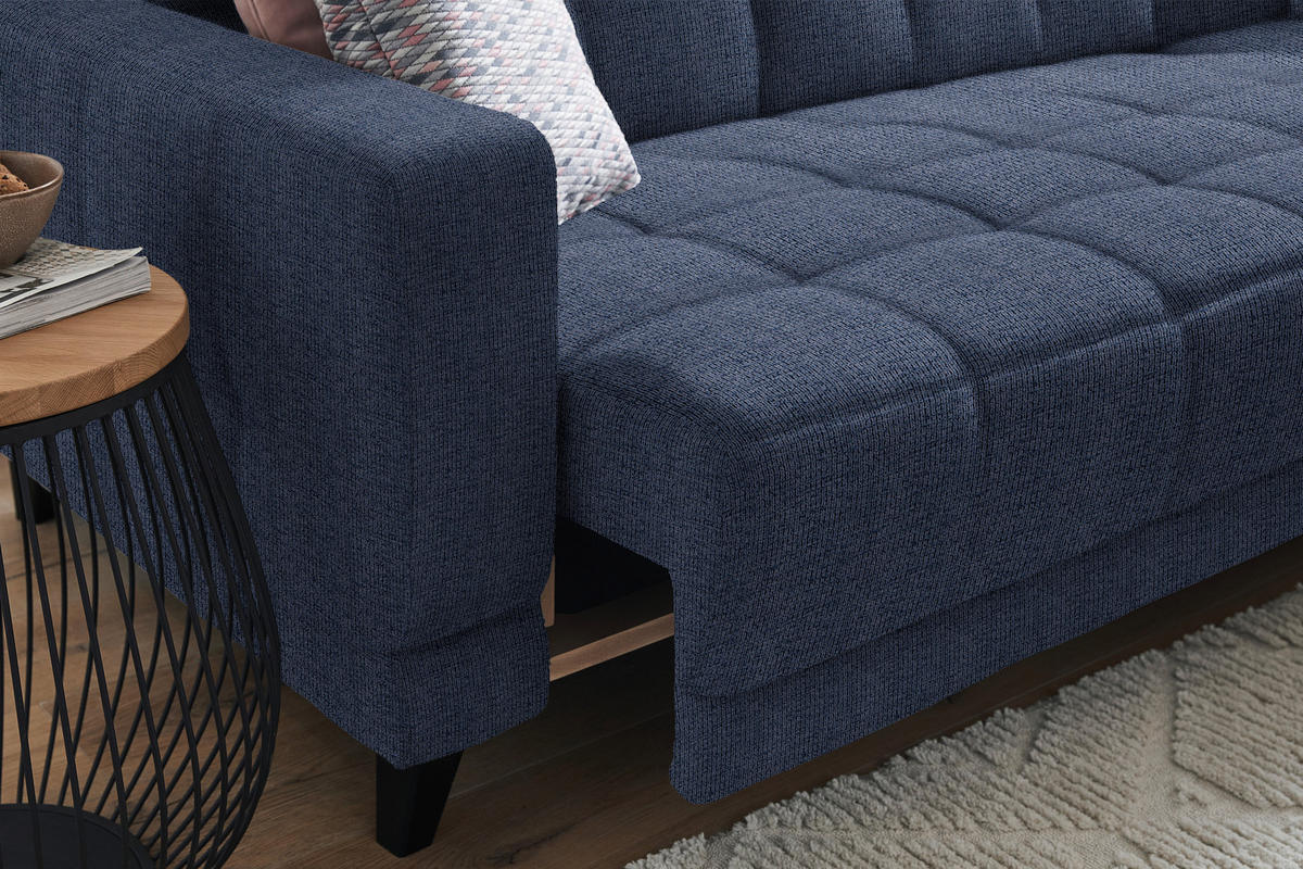 ECKSOFA in Webstoff Dunkelblau  - Schwarz/Dunkelblau, Design, Holz/Textil (302/216cm) - Xora