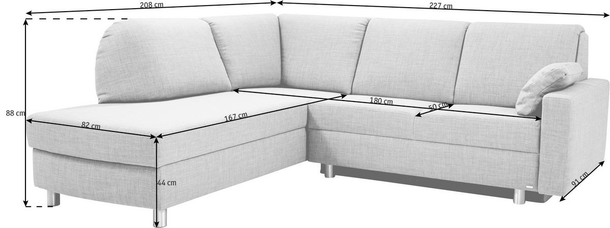 ECKSOFA in Flachgewebe Limette  208/227 cm  - Eichefarben/Limette, KONVENTIONELL, Holz/Textil (208/227cm) - Sedda