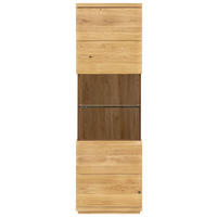 VITRINE  in massiv Eiche Eichefarben - Eichefarben/Schwarz, Natur, Glas/Holz (65/205,8/38cm) - Linea Natura