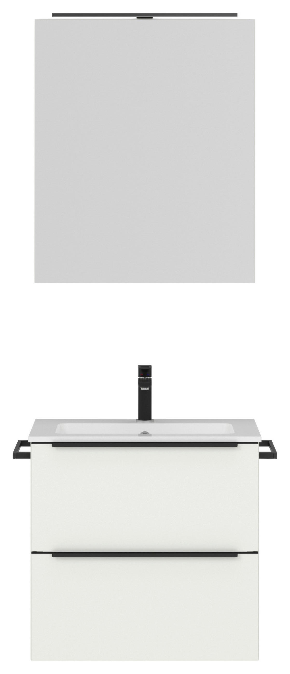 BADEZIMMER  in 61 cm  - Schwarz/Weiß, MODERN, Holzwerkstoff/Stein (61cm) - Nobilia