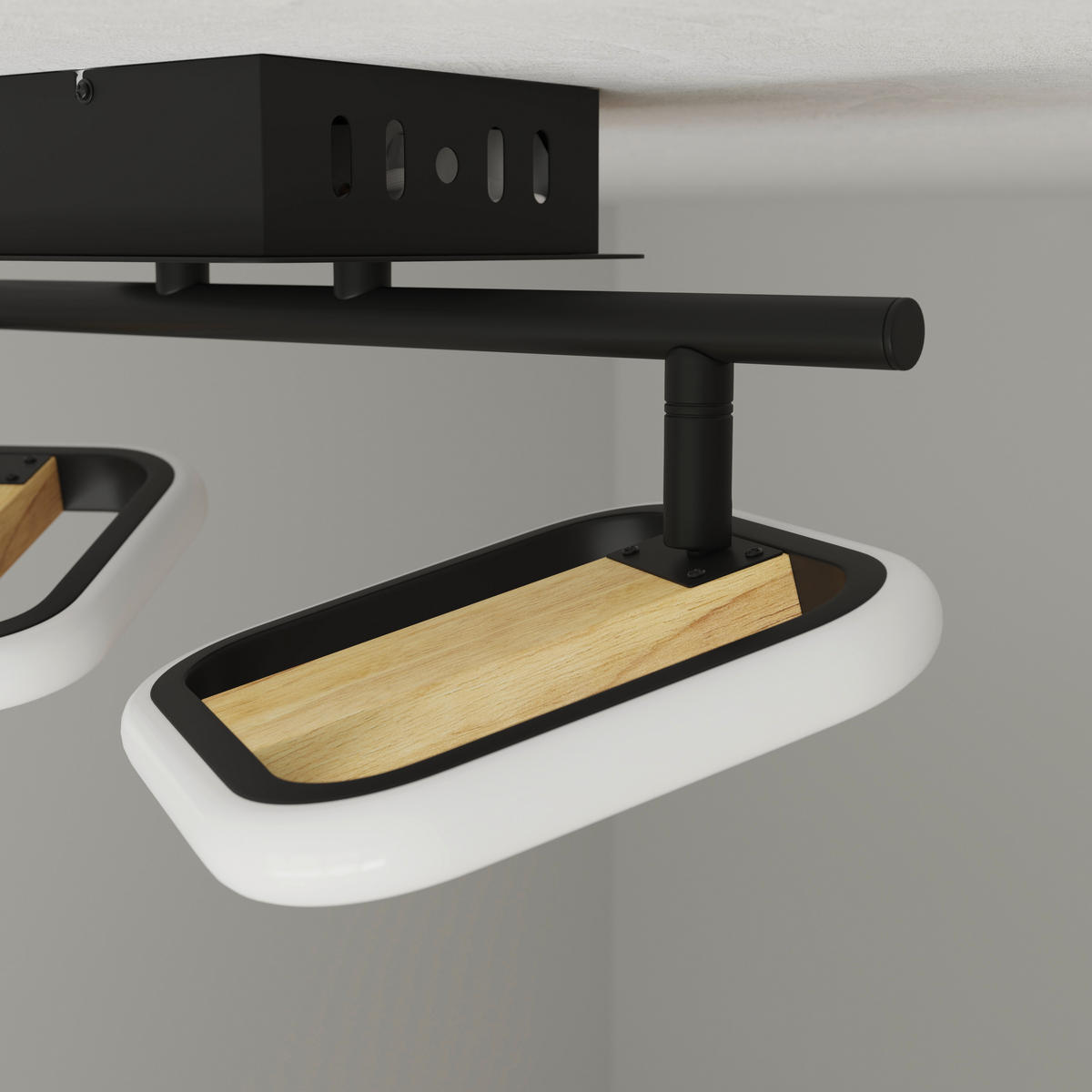 LED-STRAHLER Miriam 32/13,5/12 cm   - Eschefarben/Schwarz, Design, Holz/Kunststoff (32/13,5/12cm) - Novel