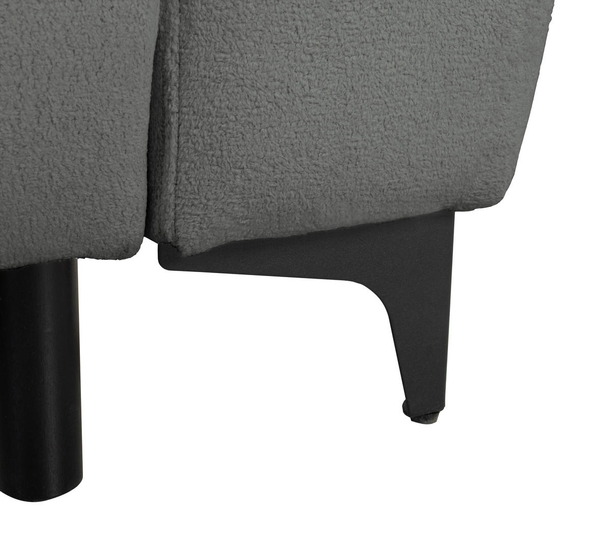 ECKSOFA Moli Dunkelgrau Bouclé  - Dunkelgrau/Schwarz, Design, Textil/Metall (236/148cm) - MID.YOU