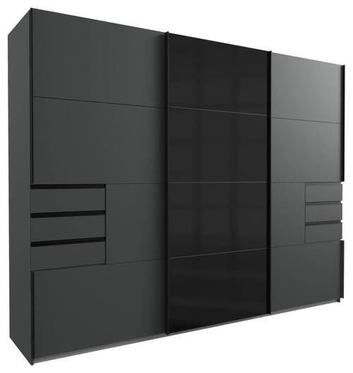 SCHIEBETÜRENSCHRANK 270/210/64 cm 3-türig Graphitfarben, Schwarz  - Graphitfarben/Schwarz, KONVENTIONELL, Glas/Holzwerkstoff (270/210/64cm) - MID.YOU