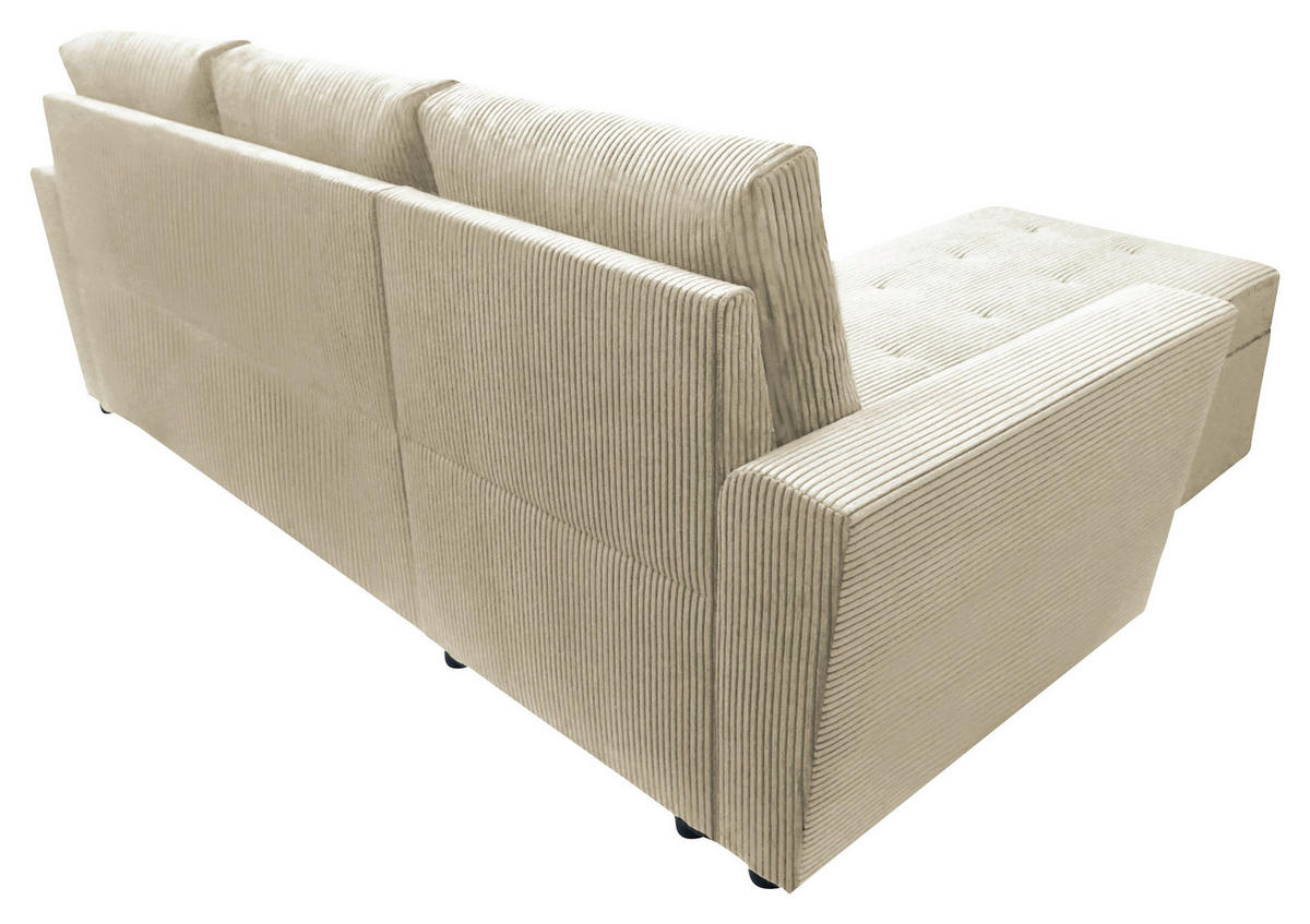 ECKSOFA in Cord Beige  155/231 cm  - Beige/Schwarz, Design, Kunststoff/Textil (155/231cm) - MID.YOU