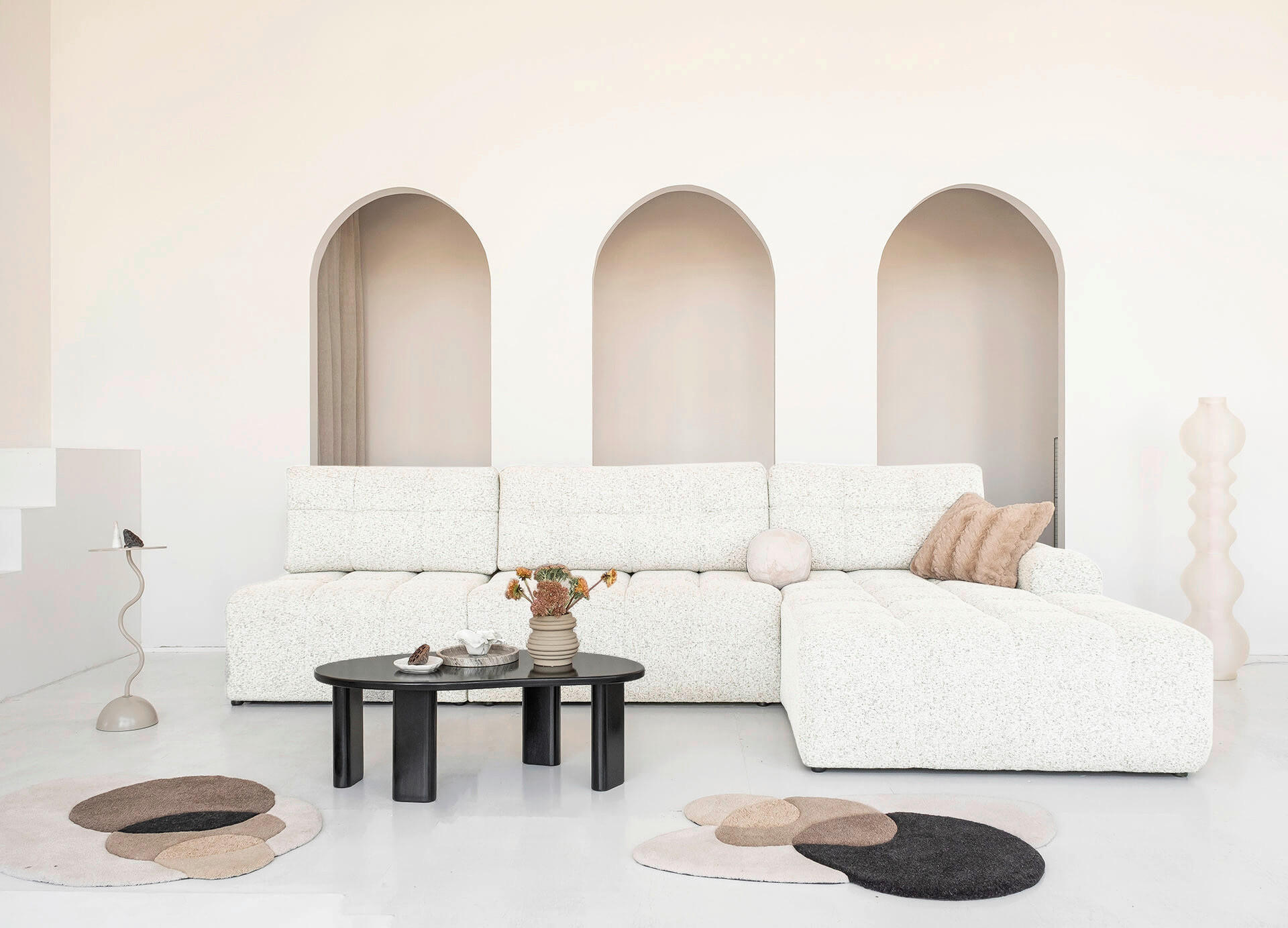 ECKSOFA  in Beige  338/184 cm  - Beige/Schwarz, Design, Textil (338/184cm) - MID.YOU