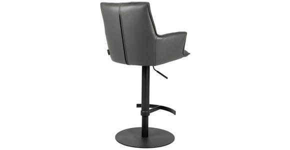 BARHOCKER Echtleder Anthrazit, Schwarz Eisen Sitzfläche 360° drehbar, inklusive Armlehnen - Anthrazit/Schwarz, Design, Leder/Metall (56/89,5-115/56cm) - Novel