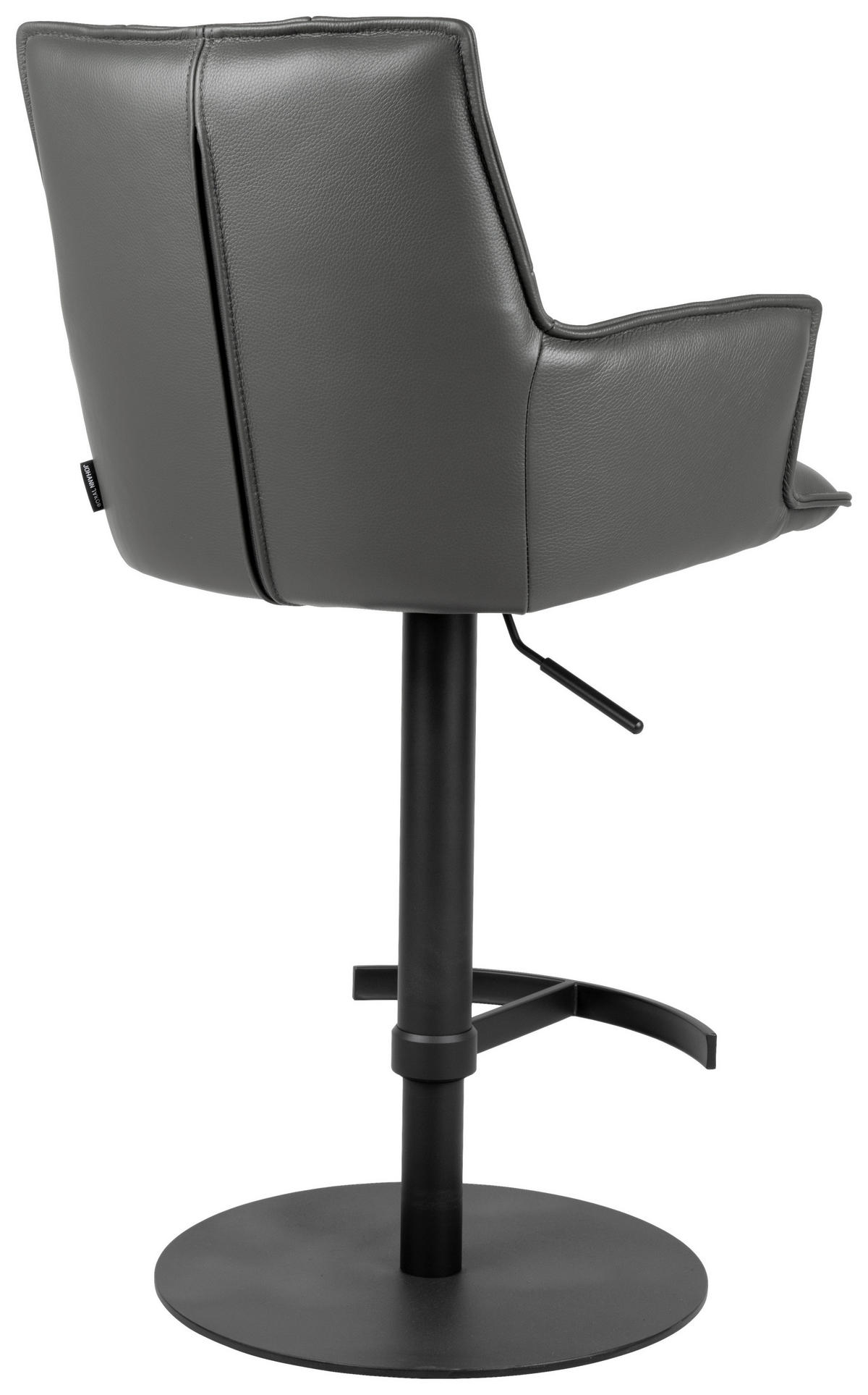 BARHOCKER in Metall, Leder Anthrazit, Schwarz  - Anthrazit/Schwarz, Design, Leder/Metall (56/89,5-115/56cm) - Novel
