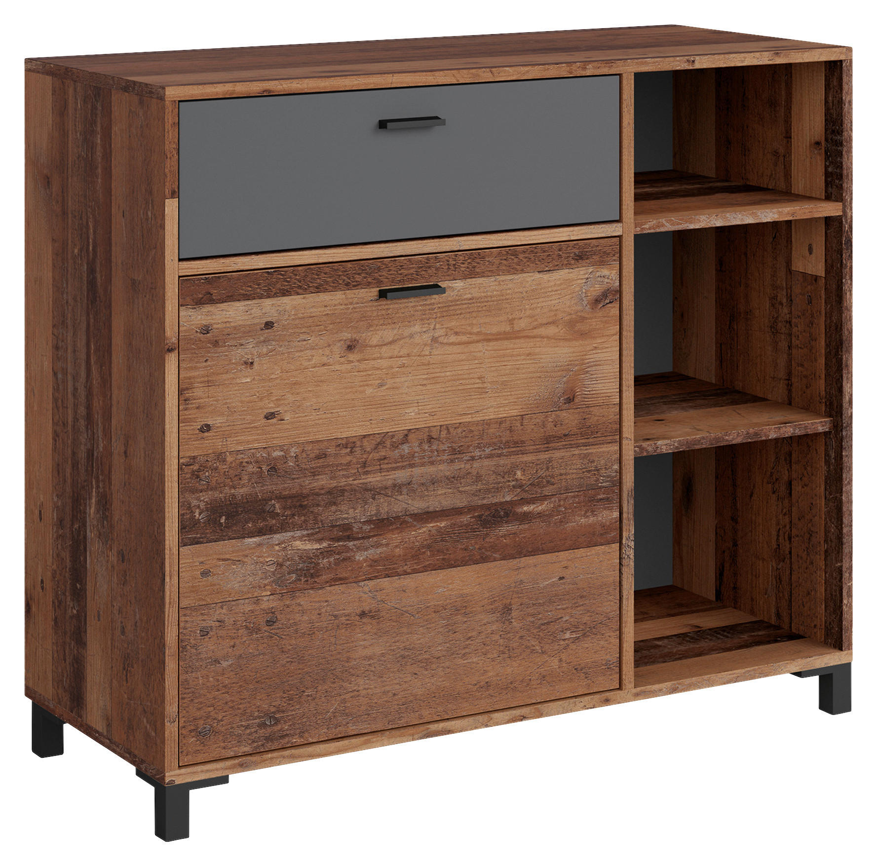 SIDEBOARD 98/85/40 cm  in Anthrazit, Braun  - Anthrazit/Schwarz, Design, Holzwerkstoff/Kunststoff (98/85/40cm) - MID.YOU
