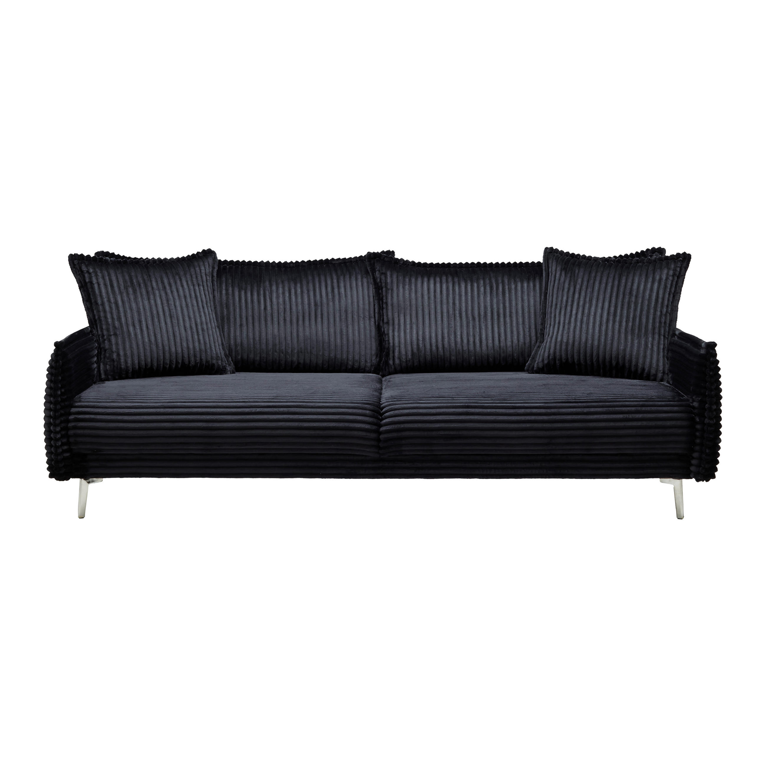 BIG SOFFA i svart  - kromfärg/svart, Modern, metall/trä (241/90/117cm) - Carryhome
