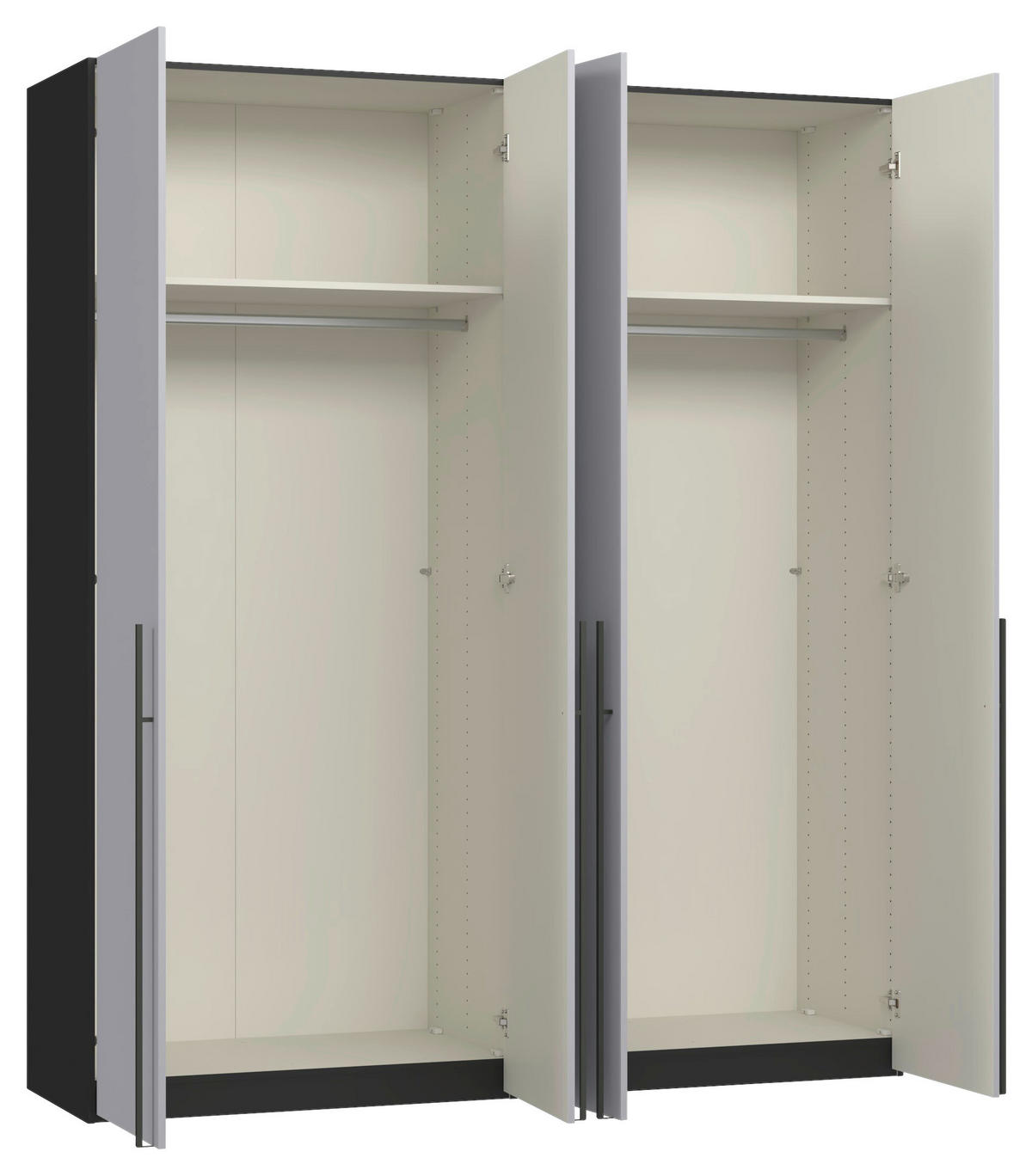 DREHTÜRENSCHRANK 203/236/59 cm,  in Schwarz, Hellgrau, 4-türig  - Titanfarben/Hellgrau, Design, Glas/Holzwerkstoff (203/236/59cm) - Jutzler