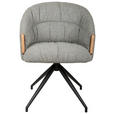 ARMLEHNSTUHL  Sitzfläche 360° drehbar, automatische Rückholfunktion Leinenoptik  - Schwarz/Grau, Design, Holz/Textil (61/84/62cm) - Valnatura