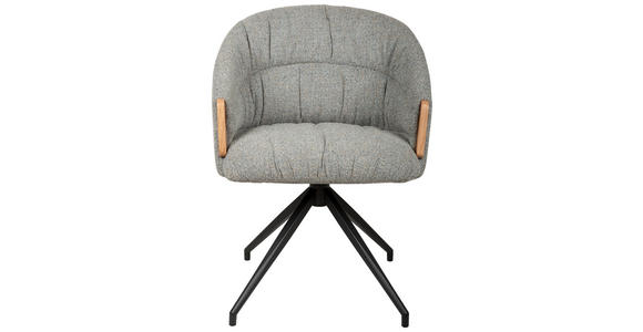 ARMLEHNSTUHL  Sitzfläche 360° drehbar, automatische Rückholfunktion Leinenoptik  - Schwarz/Grau, Design, Holz/Textil (61/84/62cm) - Valnatura