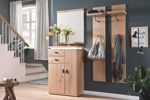 GARDEROBENPANEEL  in 30/168/30 cm  - Eichefarben/Schwarz, Natur, Holz/Metall (30/168/30cm) - Linea Natura