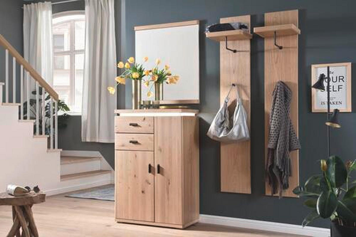 GARDEROBENPANEEL  in 30/168/30 cm  - Eichefarben/Schwarz, Natur, Holz/Metall (30/168/30cm) - Linea Natura