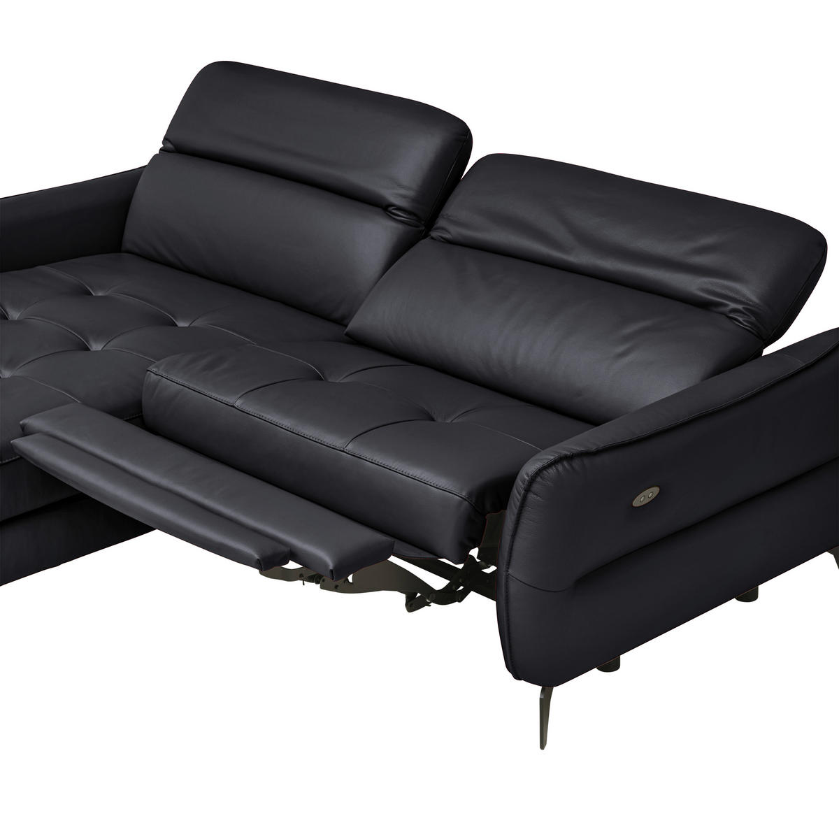 ECKSOFA inkl. Funktion Schwarz Echtleder  - Schwarz, Design, Leder/Metall (175/246cm) - Celina Home