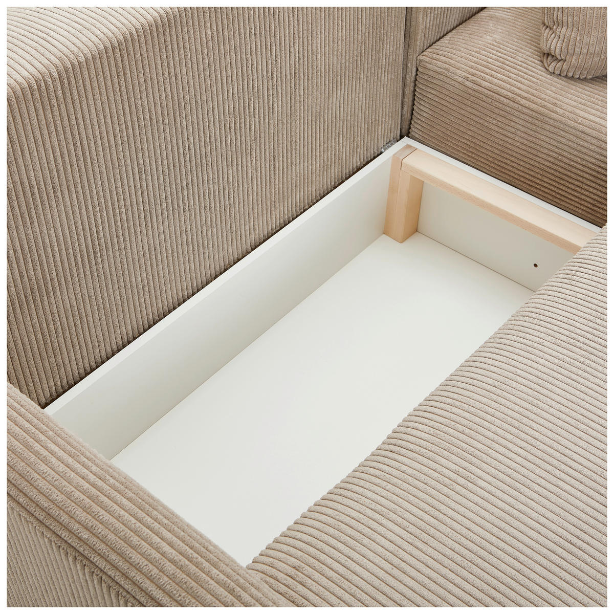 ECKSOFA Beige Cord  - Beige/Schwarz, KONVENTIONELL, Kunststoff/Textil (217/146cm) - Carryhome