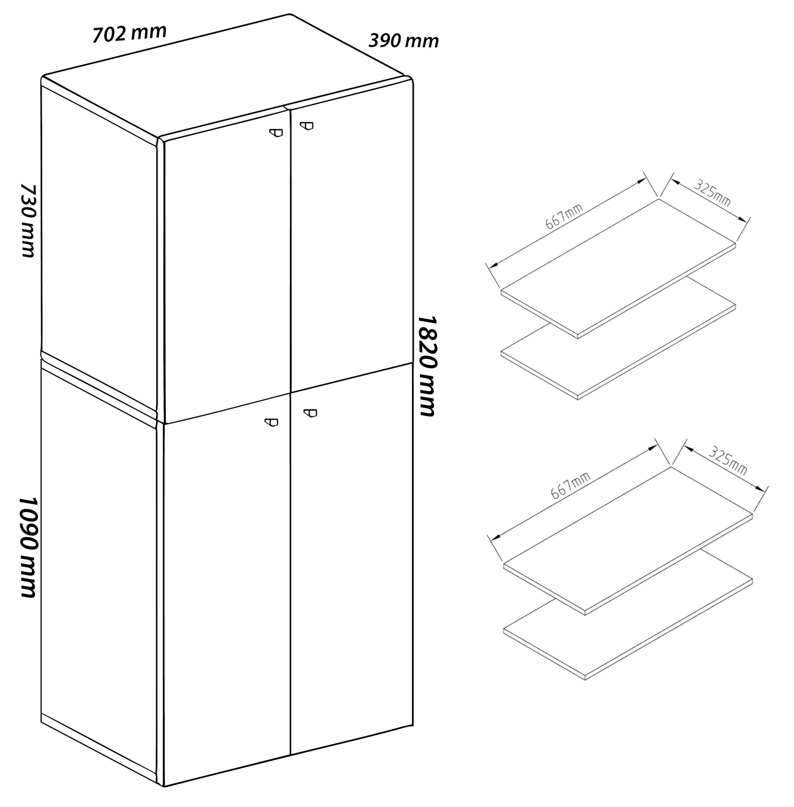 SCHUHSCHRANK Vandol  in 71/180/39 cm  - Schwarz/Sonoma Eiche, Design, Holzwerkstoff/Kunststoff (71/180/39cm) - MID.YOU