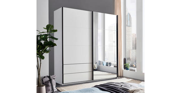 SCHWEBETÜRENSCHRANK  in Schwarz, Weiß  - Schwarz/Weiß, MODERN, Glas/Holzwerkstoff (215/225,5/60,5cm) - Xora