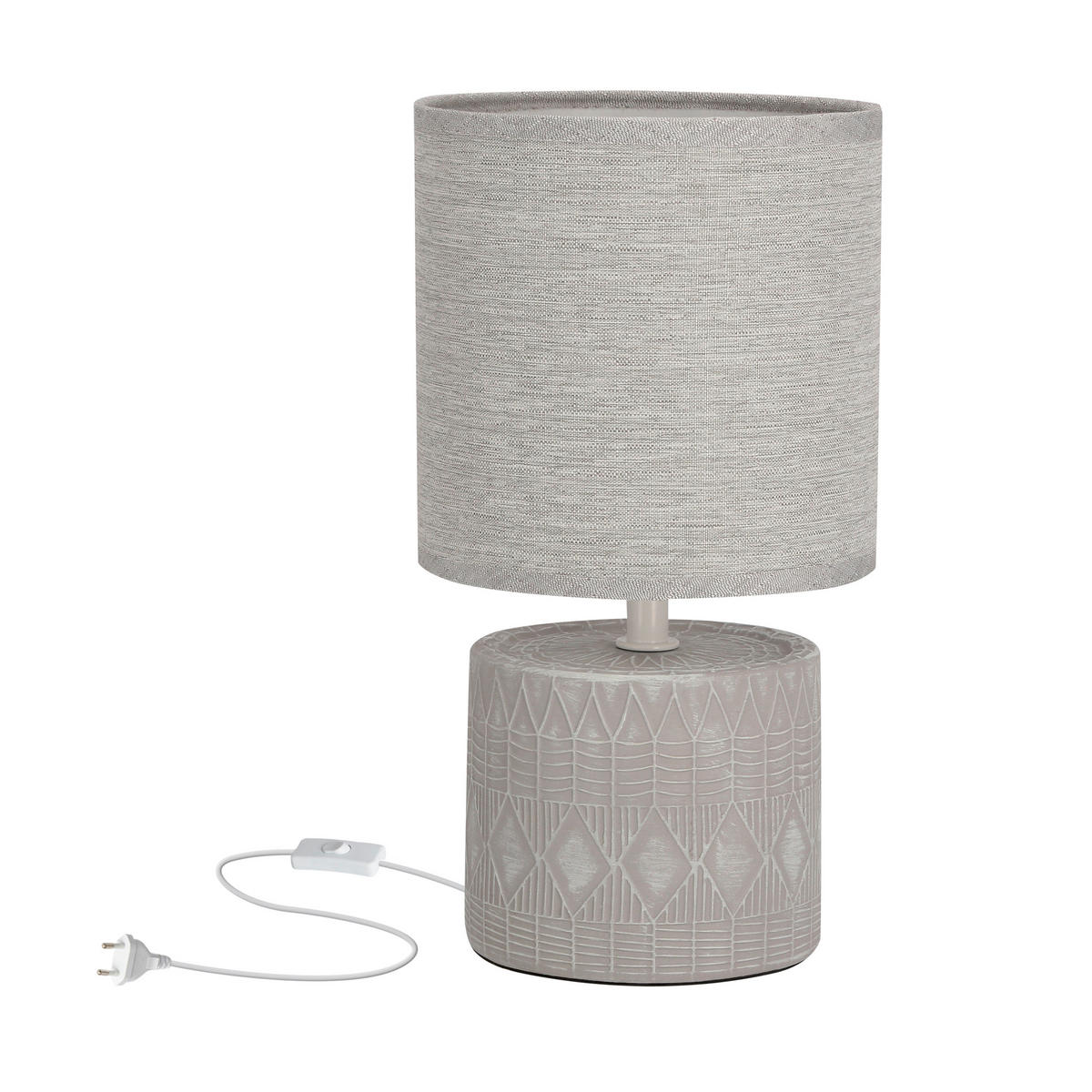 TISCHLEUCHTE 14/14/26 cm   - Grau, KONVENTIONELL, Textil/Metall (14/14/26cm)