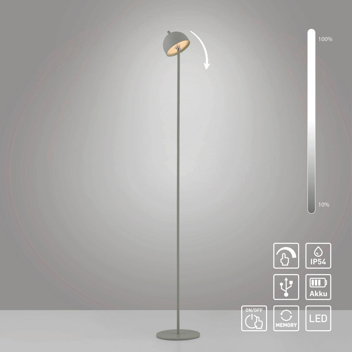 AKKU-STEHLEUCHTE 18/18/126 cm    - Salbeigrün, Design, Kunststoff/Metall (18/18/126cm) - Schöner Wohnen