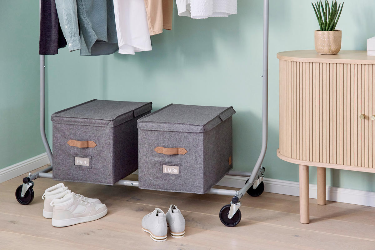 BOX MIT DECKEL Premium  - Grau, Basics, Holzwerkstoff/Textil (50/33/32cm) - Store It