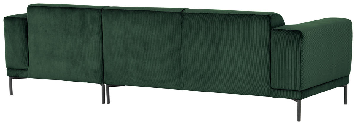 ECKSOFA ERNO in Cord Grün  262/183 cm  - Schwarz/Grün, Design, Textil/Metall (262/183cm) - MID.YOU