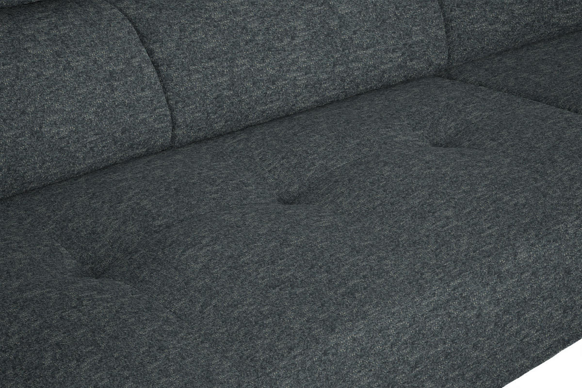 ECKSOFA in Chenille Grau  - Schwarz/Grau, Design, Textil/Metall (280/205cm) - MID.YOU