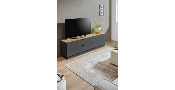 TV-ELEMENT Graphitfarben, Eiche Artisan  140/62/44 cm  - Schwarz/Graphitfarben, MODERN, Holzwerkstoff/Metall (140/62/44cm) - Hom`in