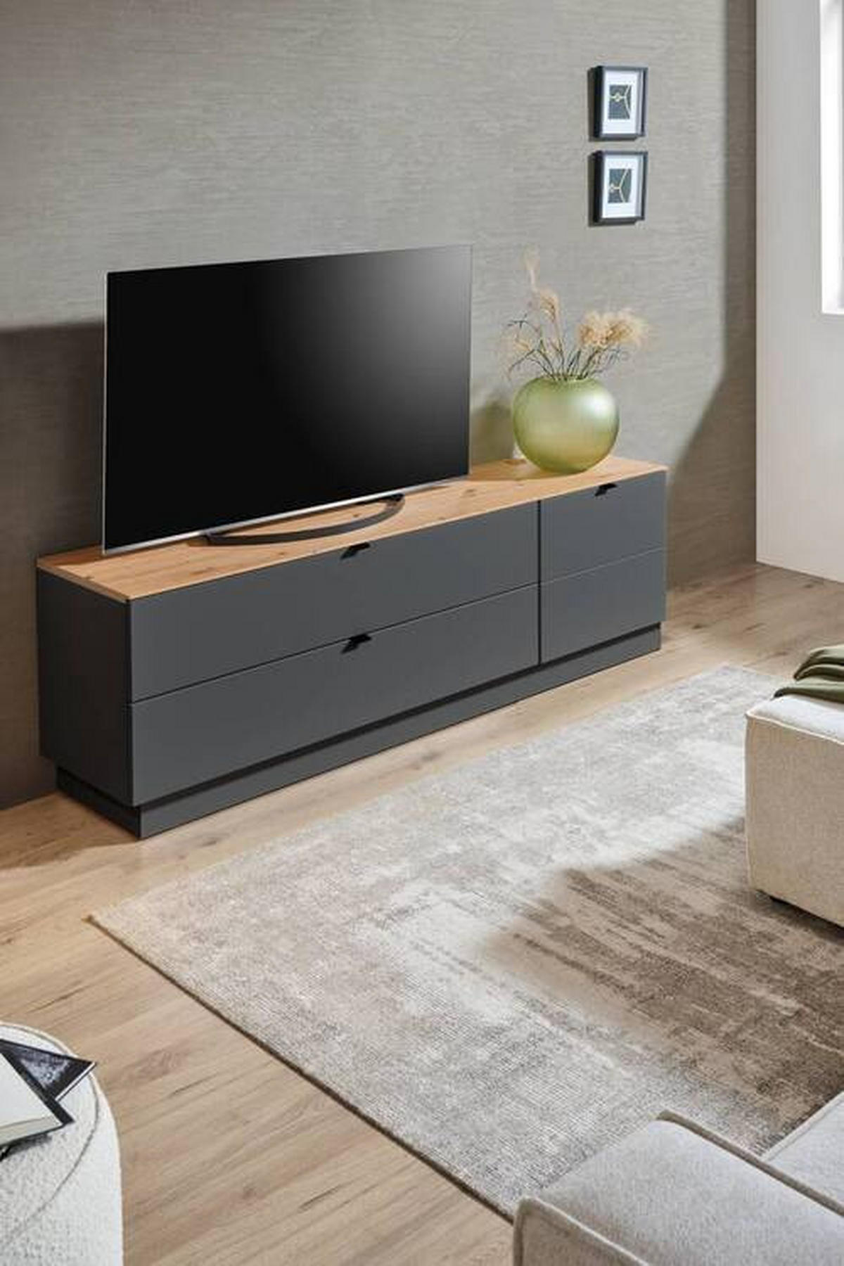 TV-ELEM 140/62/44 cm  - grafitszürke/fekete, Modern, faalapú anyag/fém (140/62/44cm) - Hom`in