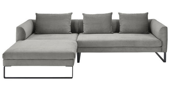ECKSOFA Dunkelgrau Cord Rückenkissen, Rücken echt  - Dunkelgrau/Schwarz, KONVENTIONELL, Textil/Metall (178/284cm) - Hom`in