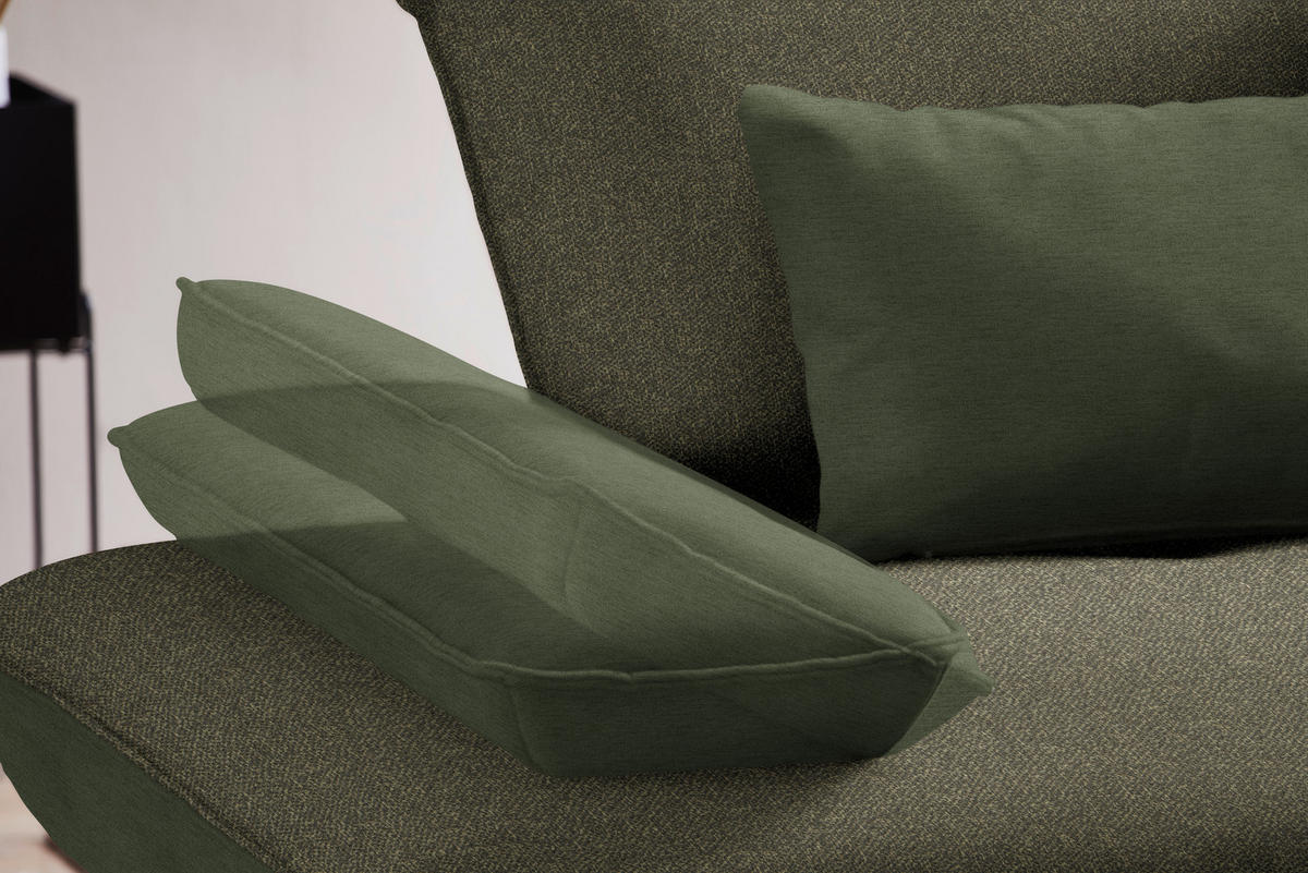 ECKSOFA in Flachgewebe Dunkelgrün  - Dunkelgrün/Schwarz, Design, Textil/Metall (250/310cm) - Moderano